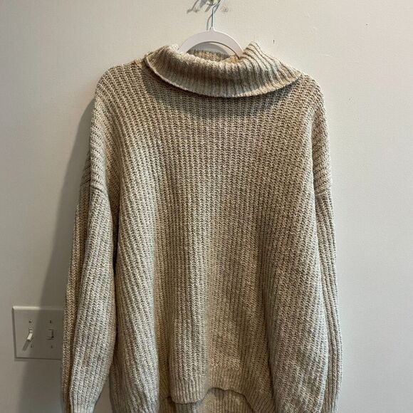 Old Navy Women Beige Sweater 2X Tunic Knit Turtleneck Classic Neutral Thick - Picture 11 of 11
